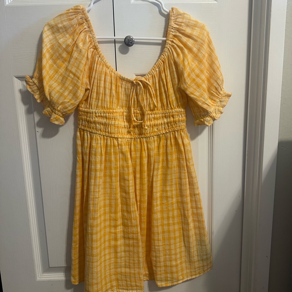 Orange and white babydoll dress